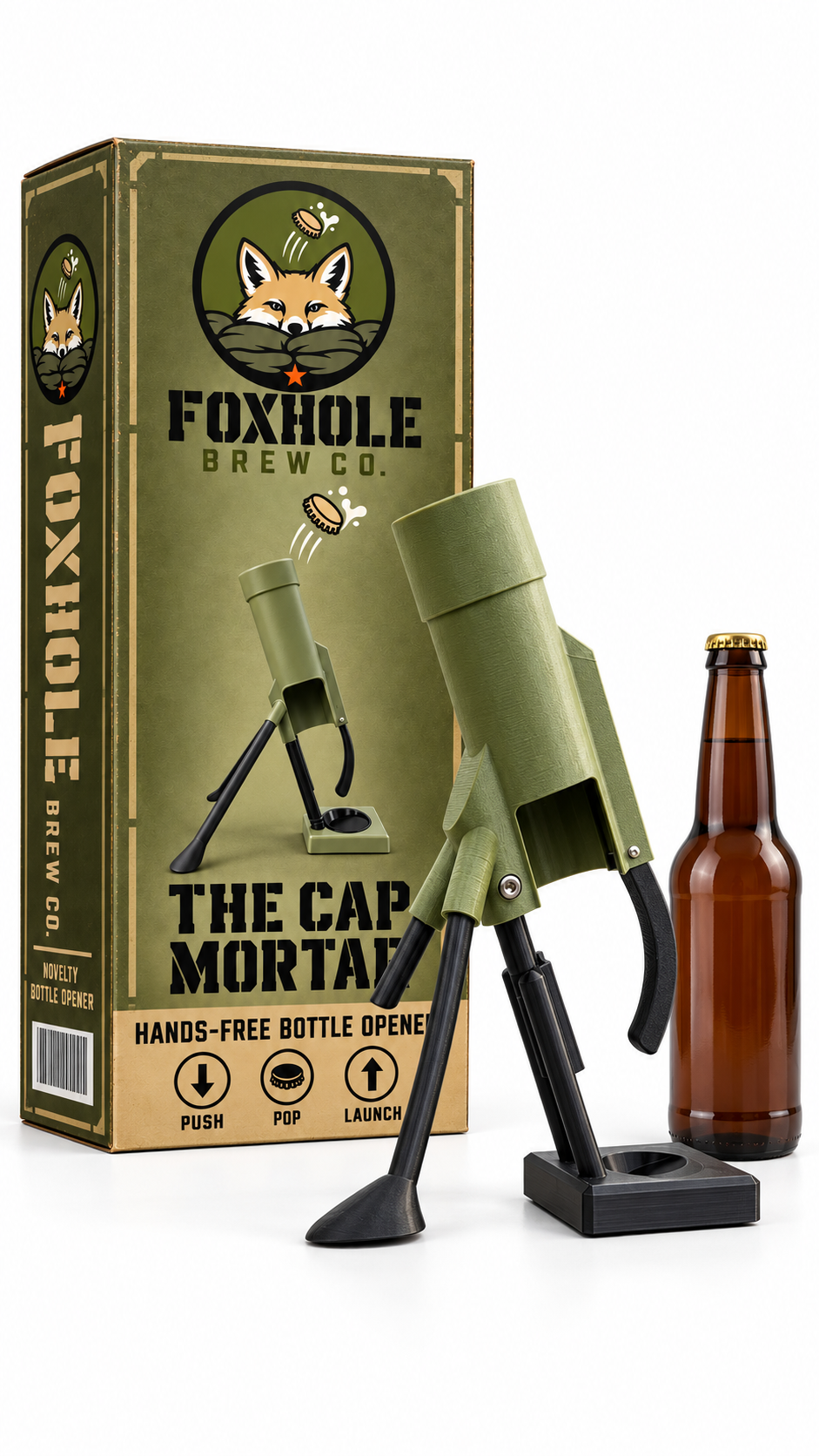 Hands-Free Beer Mortar Bottle Opener